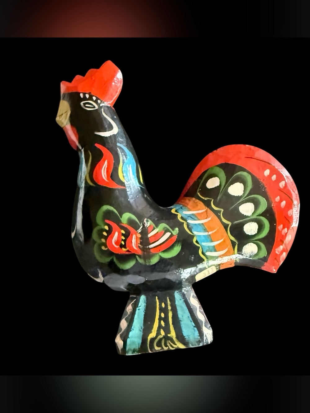 Vintage Swedish Nils Olsson 4.5" Dala Rooster Carved Painted Wood